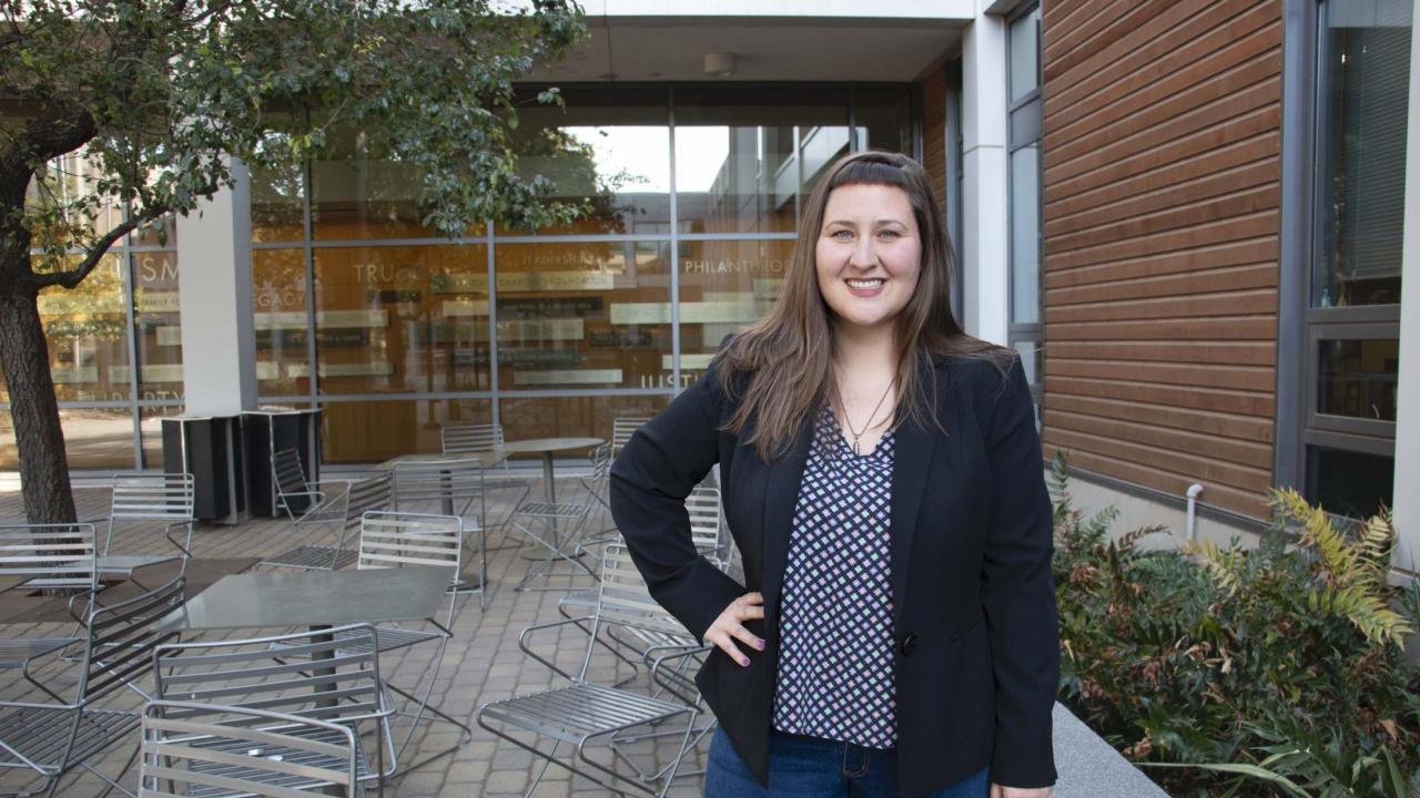 Briana Zweifler in the King Hall courtyard